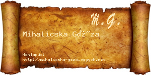 Mihalicska Géza névjegykártya